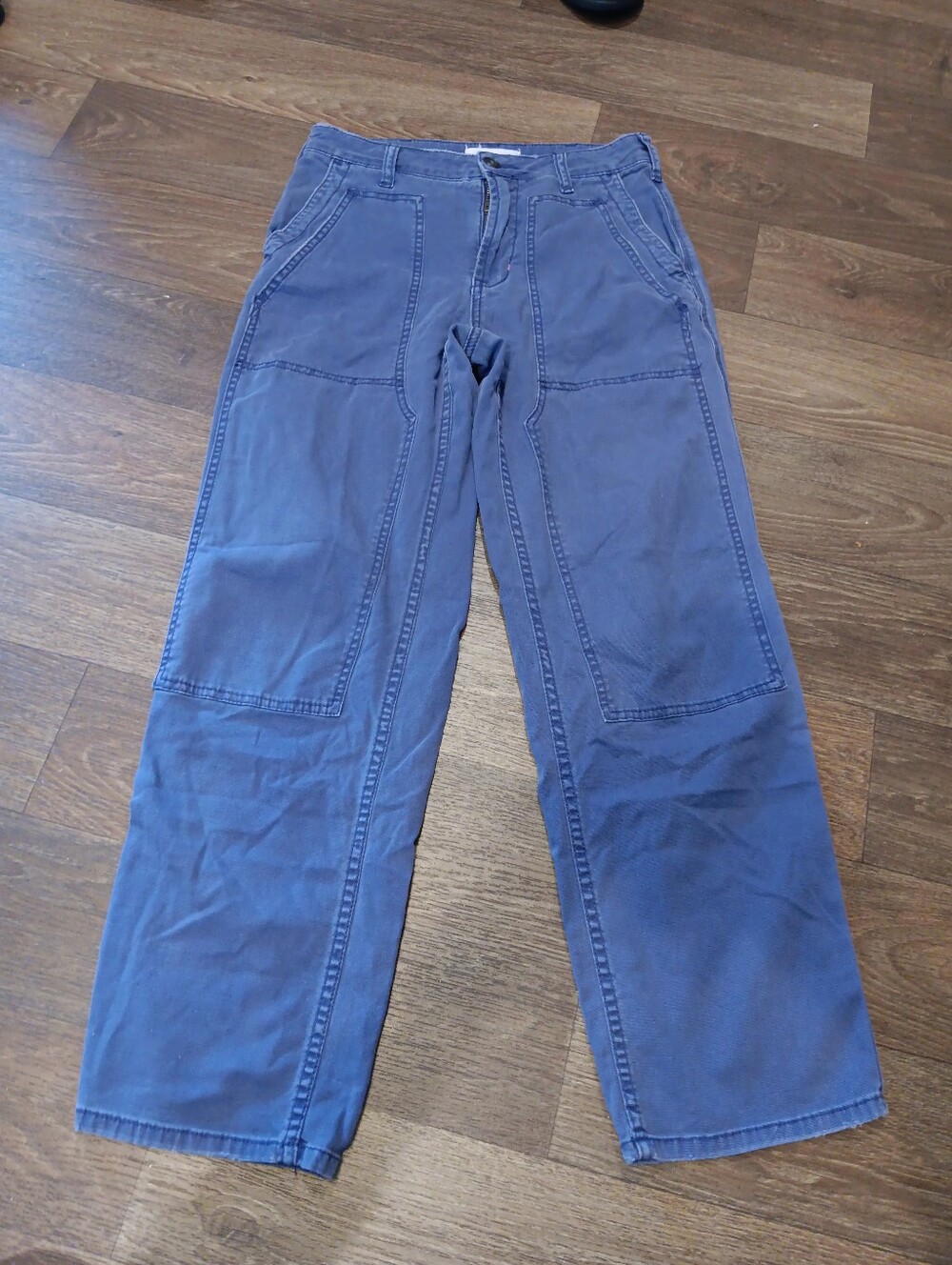 Anthropologie Wide-Leg Workwear Pants in Faded Blue